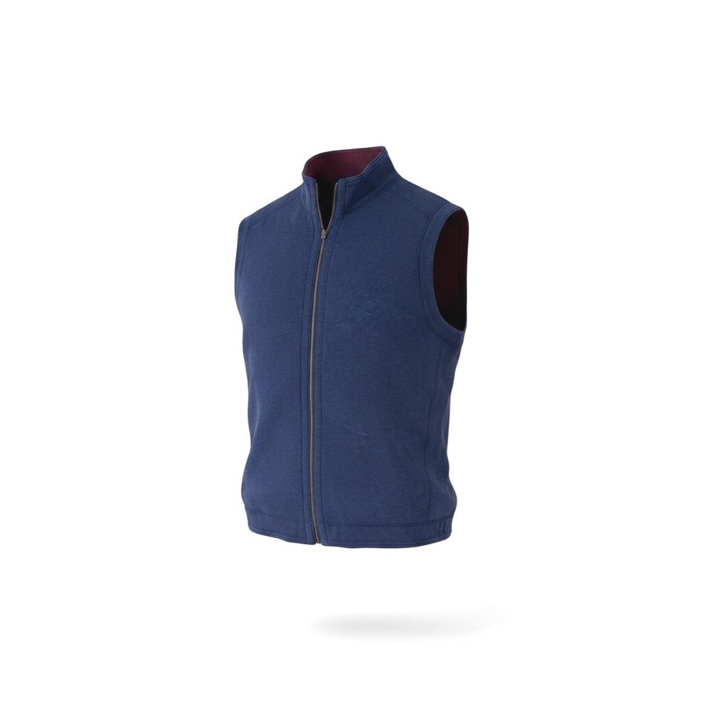 Tommy Bahama Mens Blue Full Zip Vest Cotton Tencel Blend Reversible Style XL